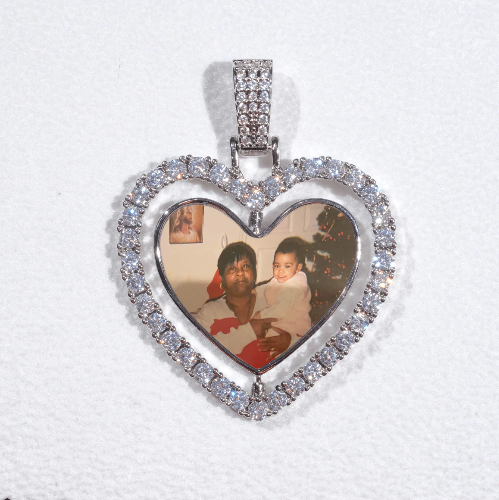 3D Spinning 2-Faced Heart Custom Picture Pendant