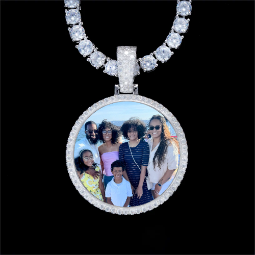 925S & VVS Moissanite 3D Circle Custom Picture Pendant