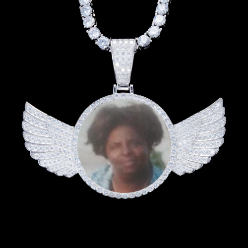 925S & VVS Moissanite 3D Wing Custom Picture Pendant
