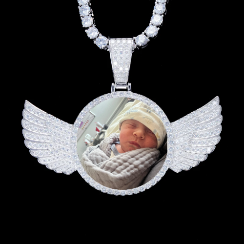 925S & VVS Moissanite 3D Wing Custom Picture Pendant