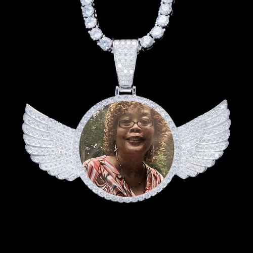 925S & VVS Moissanite 3D Wing Custom Picture Pendant