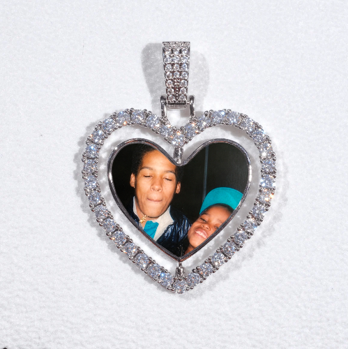 3D Spinning 2-Faced Heart Custom Picture Pendant
