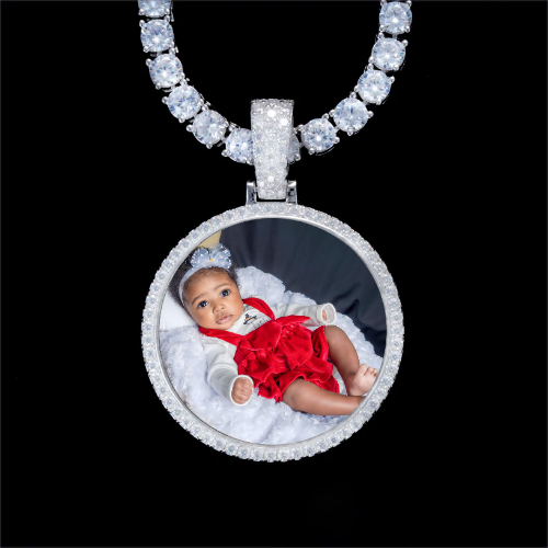 925S & VVS Moissanite 3D Circle Custom Picture Pendant