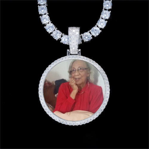 925S & VVS Moissanite 3D Circle Custom Picture Pendant