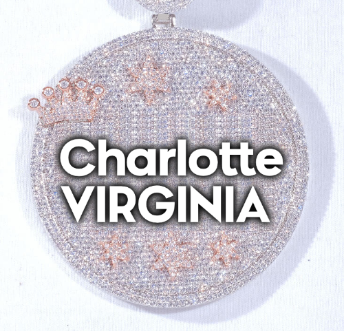 CUSTOM LETTER NECKLACE 3D BIG CROWN DISC