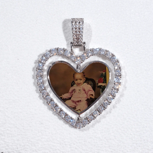 3D Spinning 2-Faced Heart Custom Picture Pendant