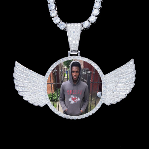 925S & VVS Moissanite 3D Wing Custom Picture Pendant