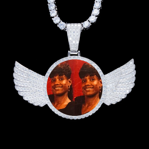925S & VVS Moissanite 3D Wing Custom Picture Pendant