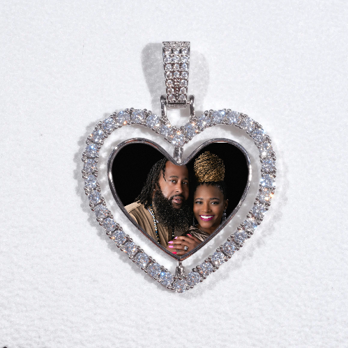 3D Spinning 2-Faced Heart Custom Picture Pendant