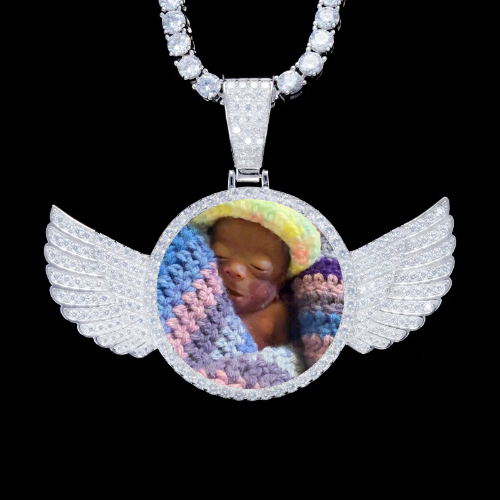 925S & VVS Moissanite 3D Wing Custom Picture Pendant