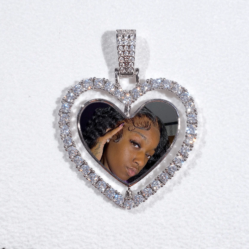 3D Spinning 2-Faced Heart Custom Picture Pendant