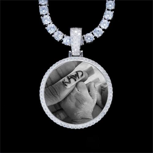 925S & VVS Moissanite 3D Circle Custom Picture Pendant