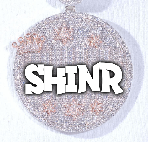 CUSTOM LETTER NECKLACE 3D BIG CROWN DISC
