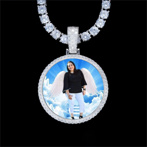 925S & VVS Moissanite 3D Circle Custom Picture Pendant