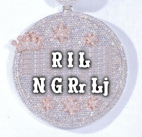 CUSTOM LETTER NECKLACE 3D BIG CROWN DISC