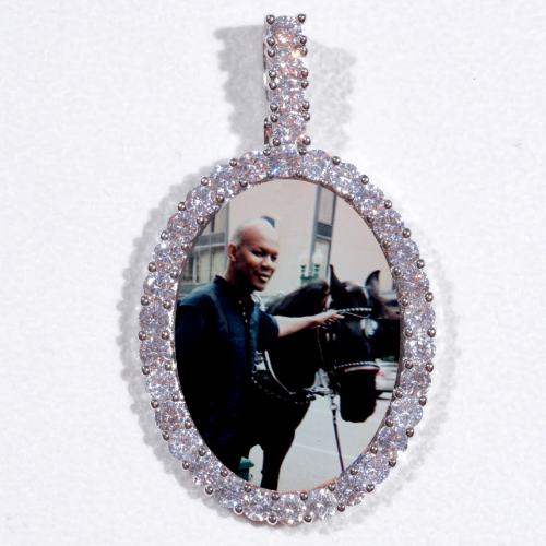 Large 3D Oval Custom Picture Pendant