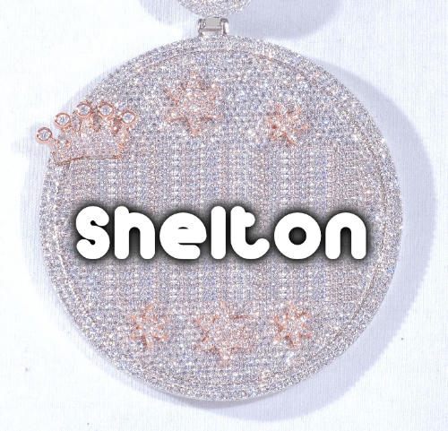 CUSTOM LETTER NECKLACE 3D BIG CROWN DISC