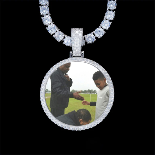 925S & VVS Moissanite 3D Circle Custom Picture Pendant