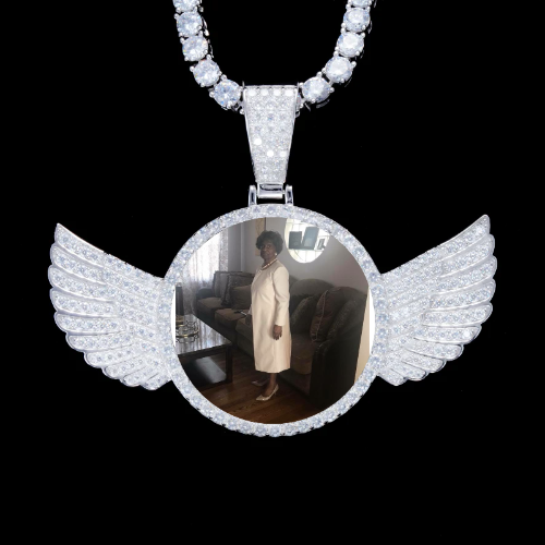 925S & VVS Moissanite 3D Wing Custom Picture Pendant