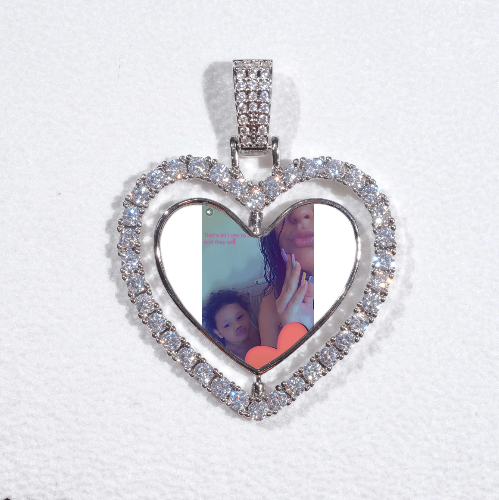 3D Spinning 2-Faced Heart Custom Picture Pendant