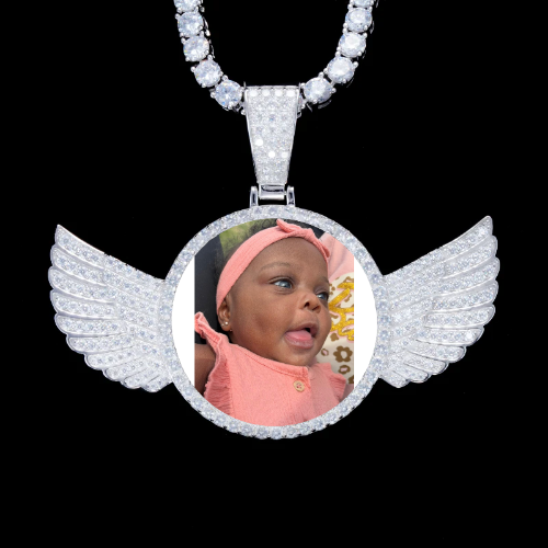 925S & VVS Moissanite 3D Wing Custom Picture Pendant