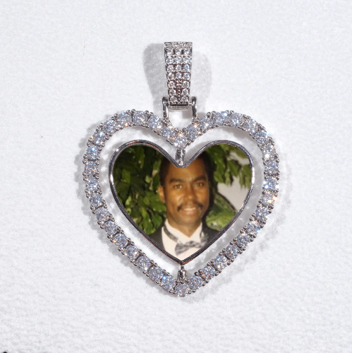 3D Spinning 2-Faced Heart Custom Picture Pendant