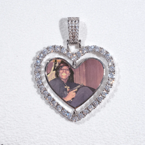 3D Spinning 2-Faced Heart Custom Picture Pendant