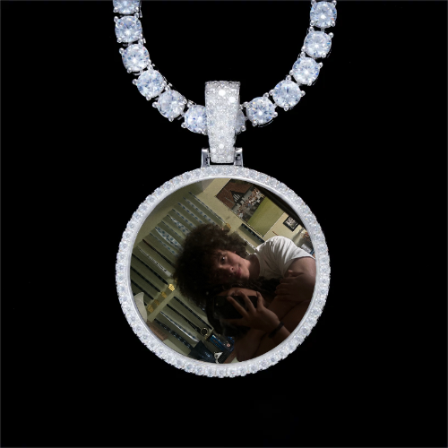 925S & VVS Moissanite 3D Circle Custom Picture Pendant