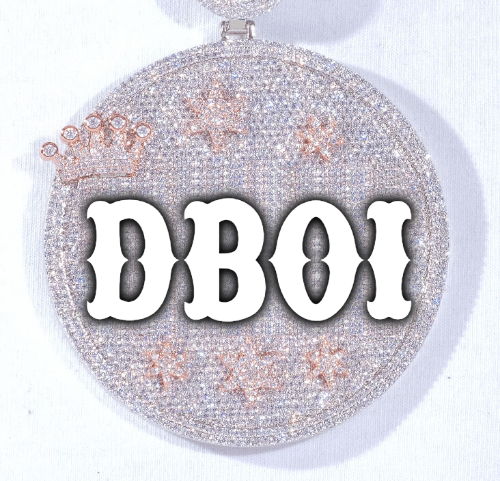 CUSTOM LETTER NECKLACE 3D BIG CROWN DISC