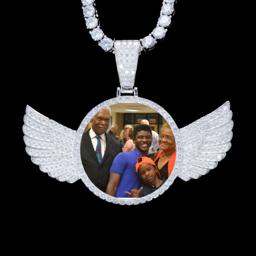 925S & VVS Moissanite 3D Wing Custom Picture Pendant