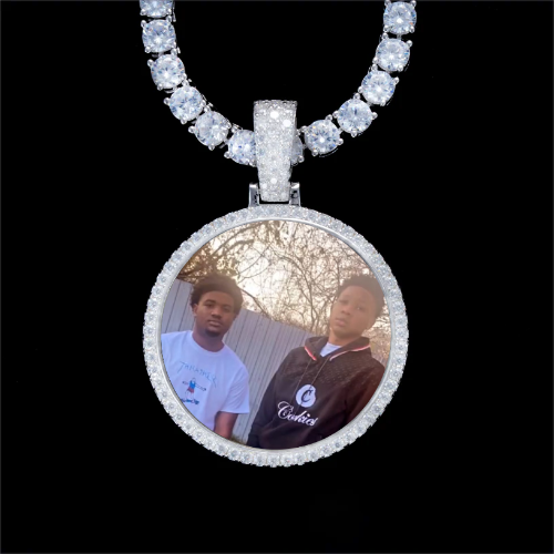 925S & VVS Moissanite 3D Circle Custom Picture Pendant