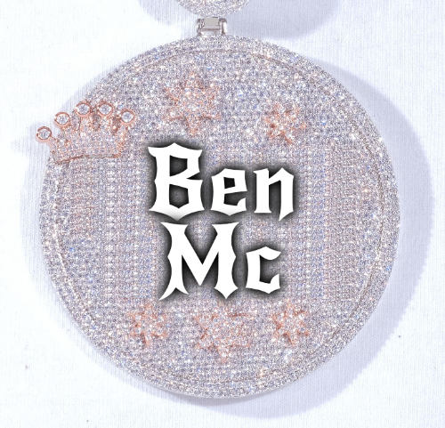 CUSTOM LETTER NECKLACE 3D BIG CROWN DISC