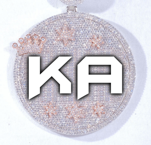 CUSTOM LETTER NECKLACE 3D BIG CROWN DISC