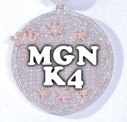 CUSTOM LETTER NECKLACE 3D BIG CROWN DISC