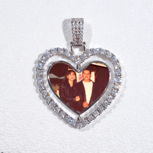 3D Spinning 2-Faced Heart Custom Picture Pendant