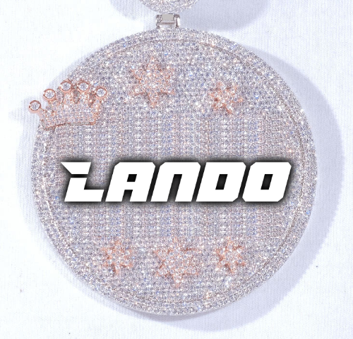 CUSTOM LETTER NECKLACE 3D BIG CROWN DISC