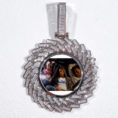 Large 3D Baguette Custom Picture Pendant