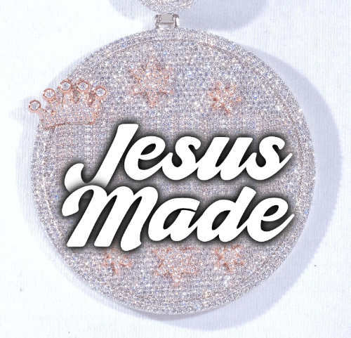 CUSTOM LETTER NECKLACE 3D BIG CROWN DISC