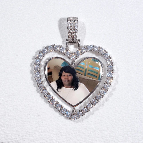 3D Spinning 2-Faced Heart Custom Picture Pendant