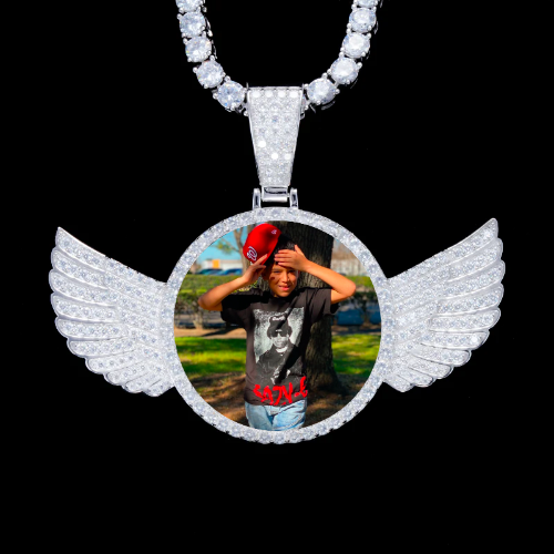 925S & VVS Moissanite 3D Wing Custom Picture Pendant