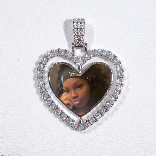 3D Spinning 2-Faced Heart Custom Picture Pendant