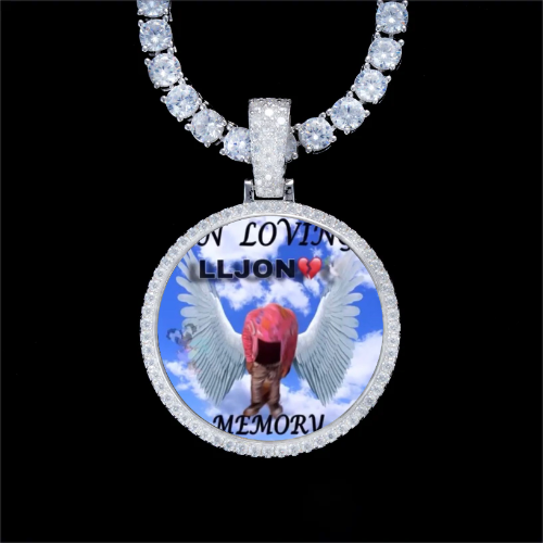 925S & VVS Moissanite 3D Circle Custom Picture Pendant