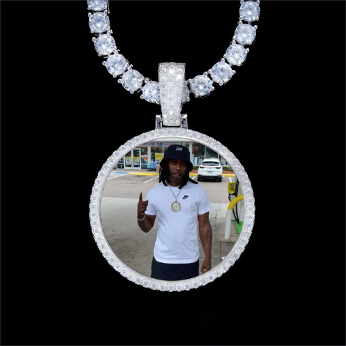 925S & VVS Moissanite 3D Circle Custom Picture Pendant