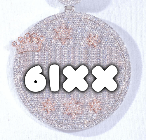 CUSTOM LETTER NECKLACE 3D BIG CROWN DISC