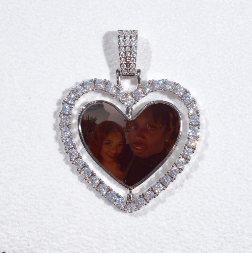 3D Spinning 2-Faced Heart Custom Picture Pendant