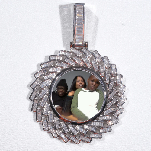 Large 3D Baguette Custom Picture Pendant