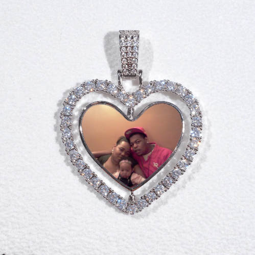 3D Spinning 2-Faced Heart Custom Picture Pendant
