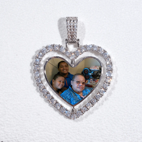3D Spinning 2-Faced Heart Custom Picture Pendant