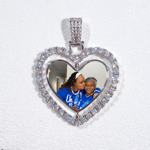 3D Spinning 2-Faced Heart Custom Picture Pendant