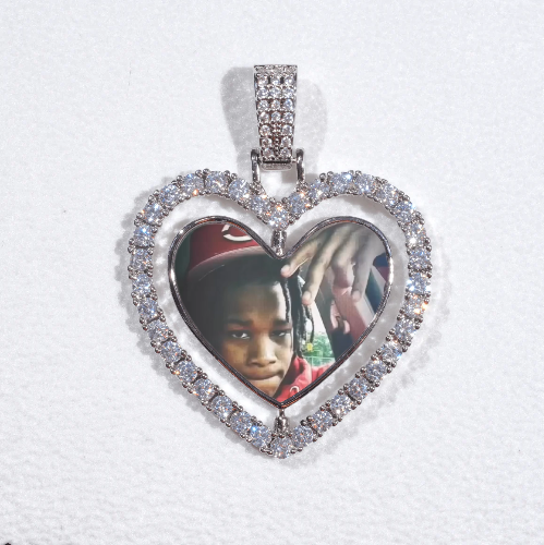 3D Spinning 2-Faced Heart Custom Picture Pendant